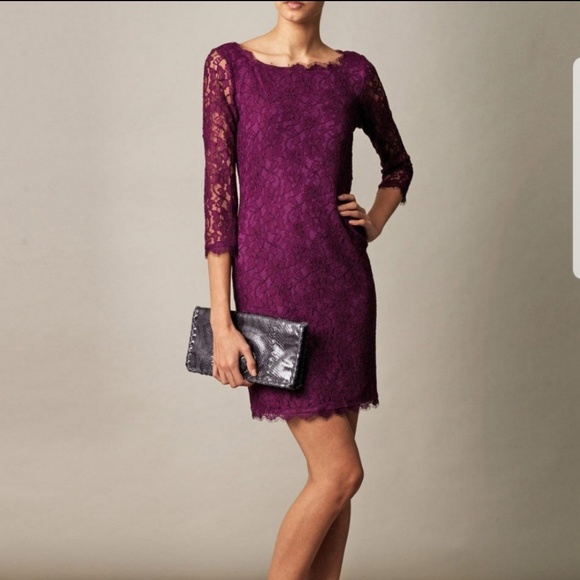 DVF Zarita Magenta Lace Sheath Cocktail Dress 8 - Picture 4 of 8
